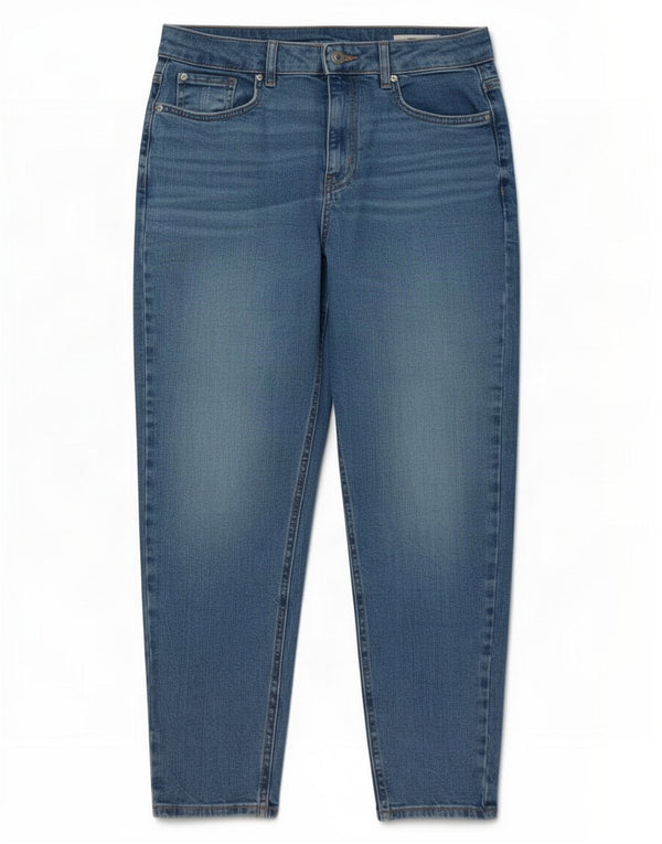 Marks & Spencer Womens Mom Tapered Jeans UK 12 Medium W30 L26 Blue Cotton
