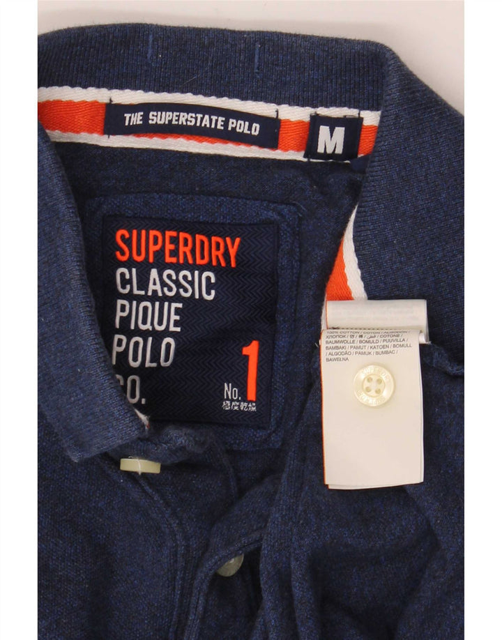 Camisa polo masculina Superdry Graphic azul marinho médio algodão