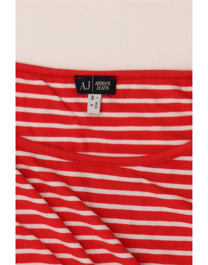 Top feminino Armani Jeans manga 3/4 Reino Unido 10 listrado vermelho pequeno