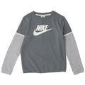 Top gráfico Nike Boys manga comprida 10-11 anos cinza médio colorblock