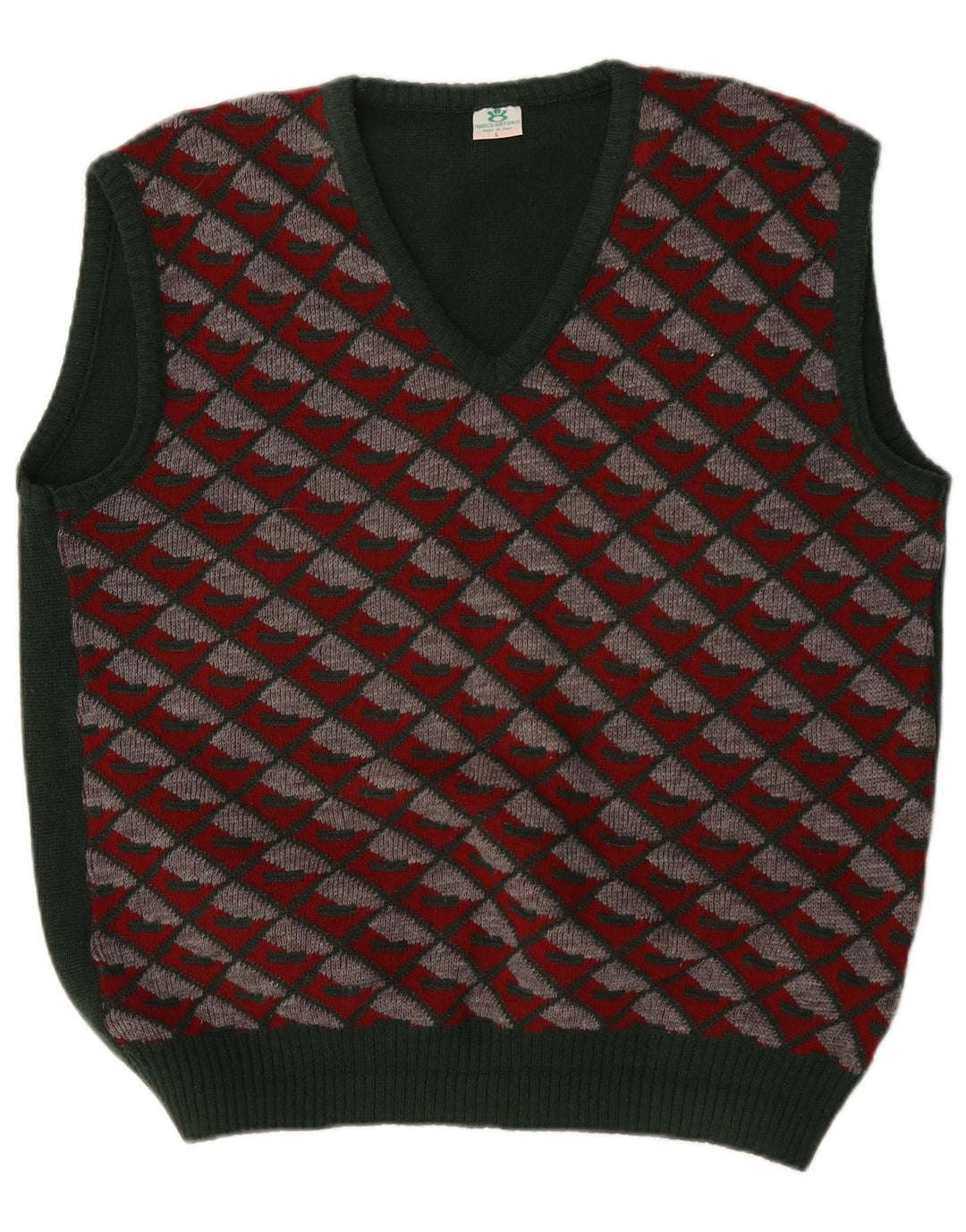 Colete masculino vintage regata grande verde argyle/diamante poliacrílico