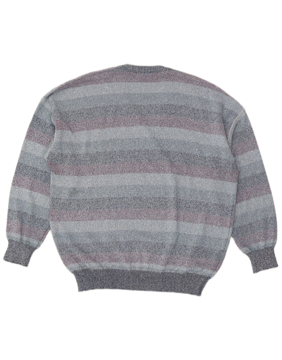 Suéter masculino VINTAGE com decote em V XL algodão listrado azul