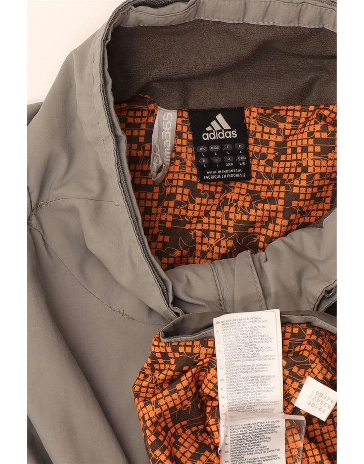 Jaqueta de chuva masculina Adidas UK 40 grande cinza colorblock nylon