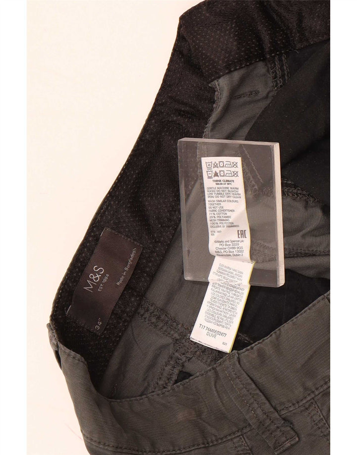 Shorts cargo masculino Marks & Spencer W34 grande algodão cáqui