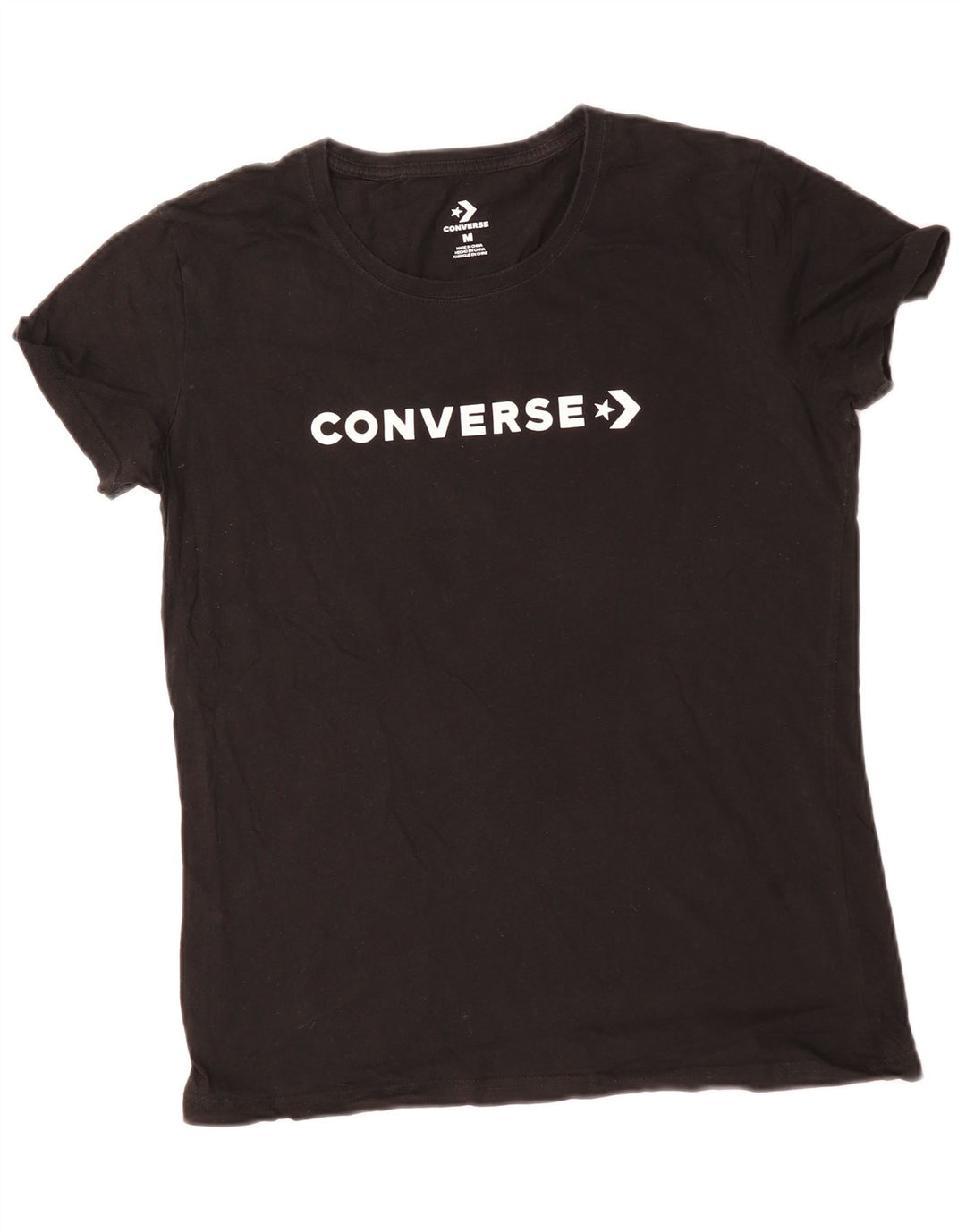 Camiseta feminina CONVERSE com estampa gráfica UK 14 algodão preto médio