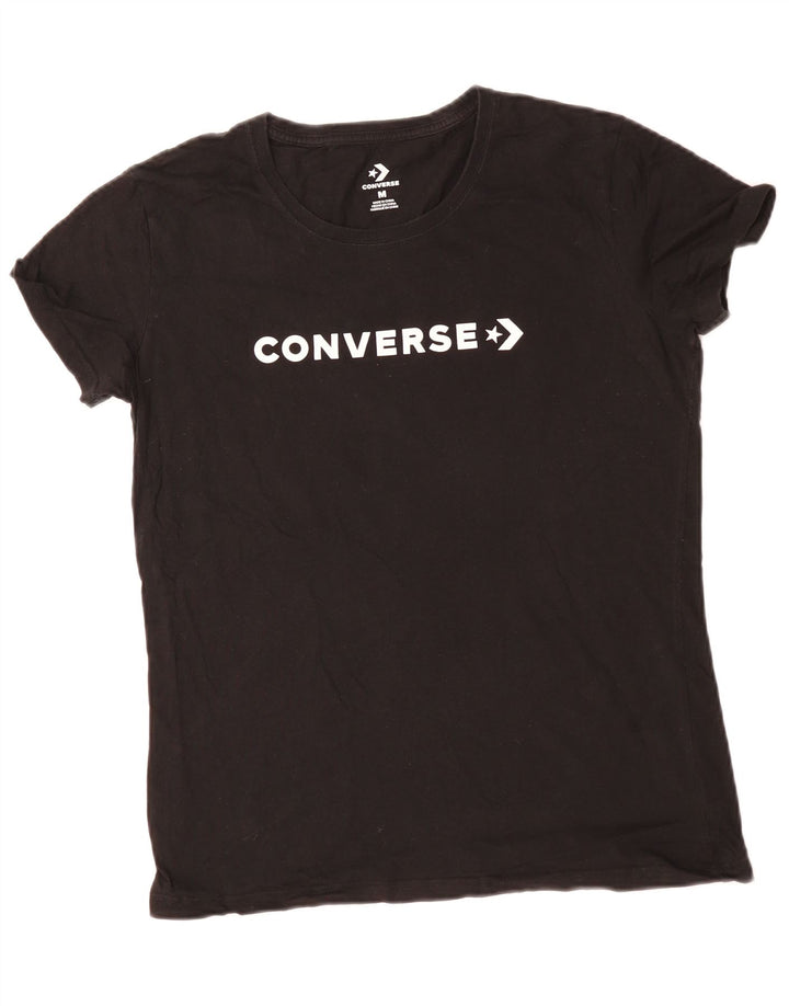 Camiseta feminina CONVERSE com estampa gráfica UK 14 algodão preto médio