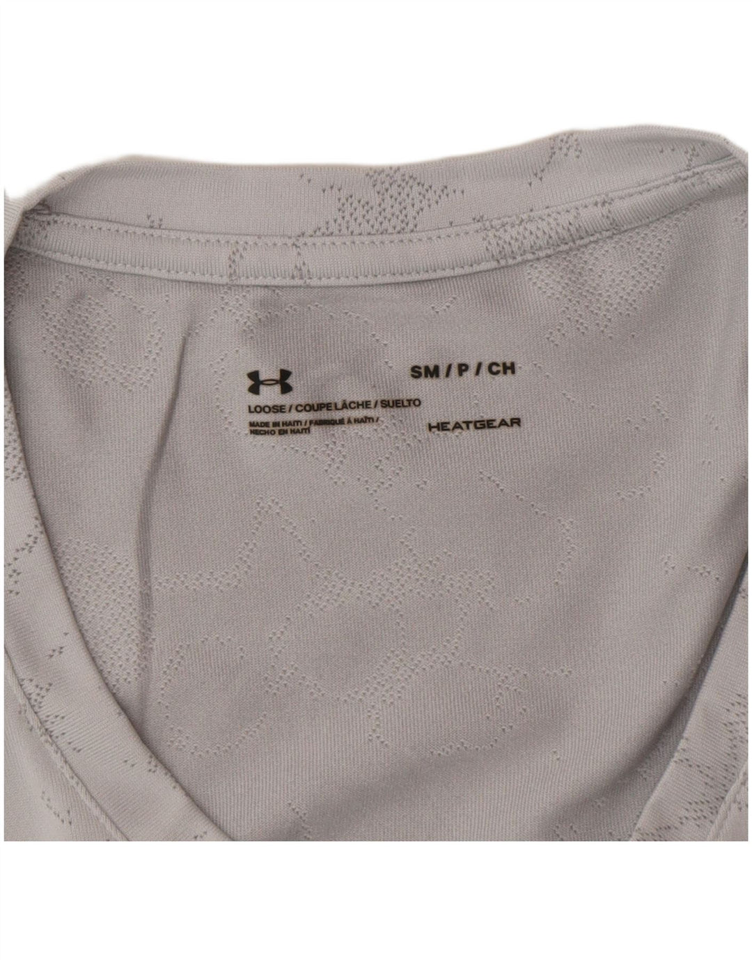 Camiseta feminina Under Armour Heat Gear Abstract Pattern UK 10 pequena cinza