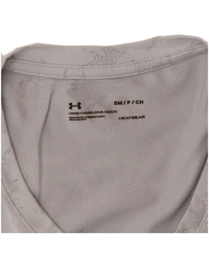 Camiseta feminina Under Armour Heat Gear Abstract Pattern UK 10 pequena cinza