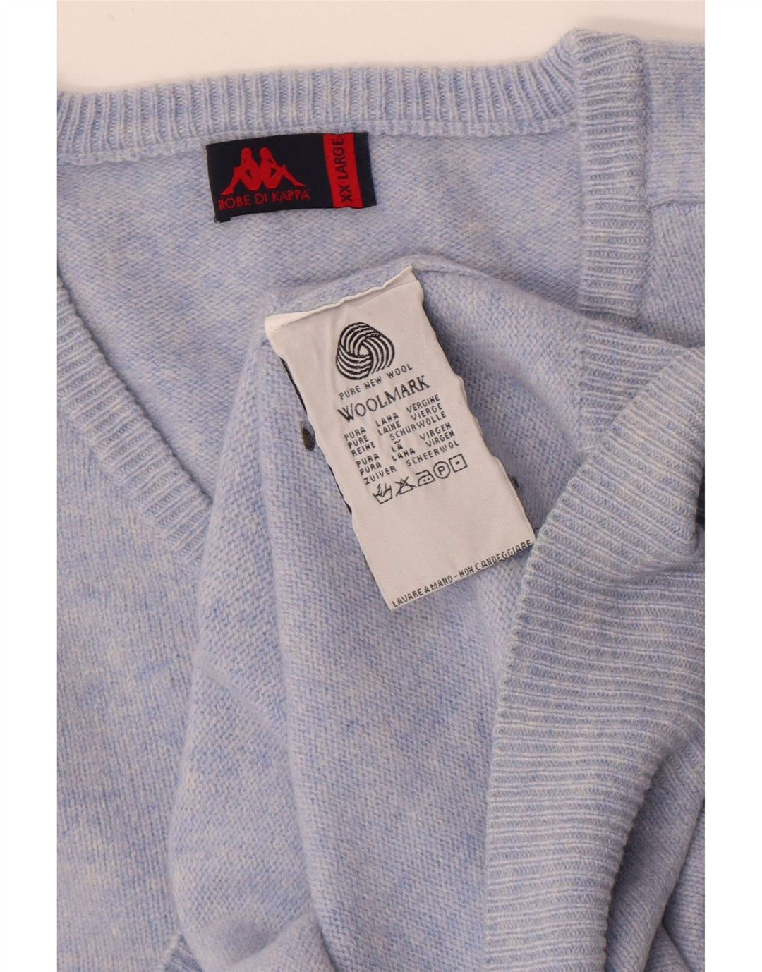 Suéter masculino Kappa com decote em V 2XL lã virgem azul