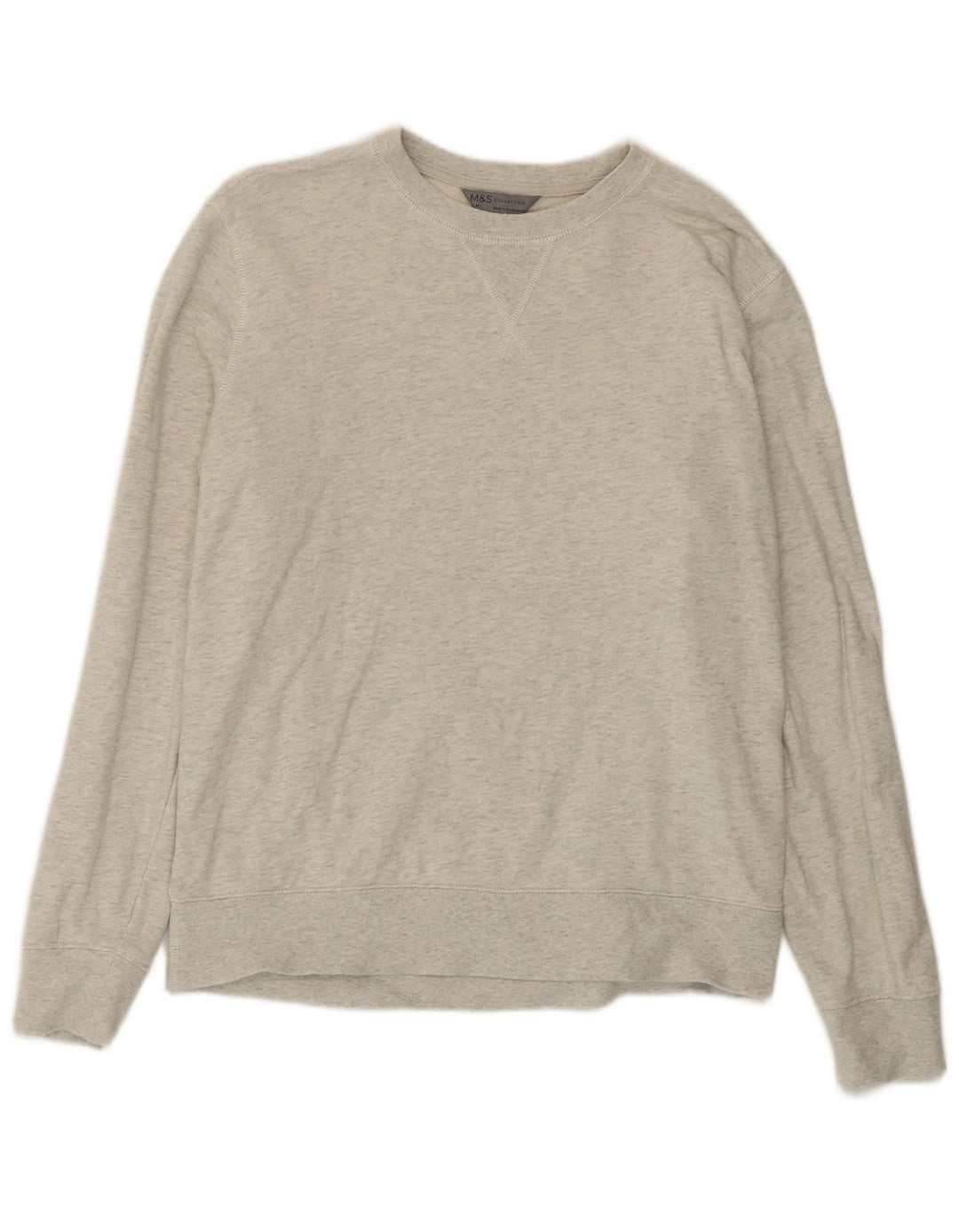 Suéter masculino Marks & Spencer de algodão cinza médio