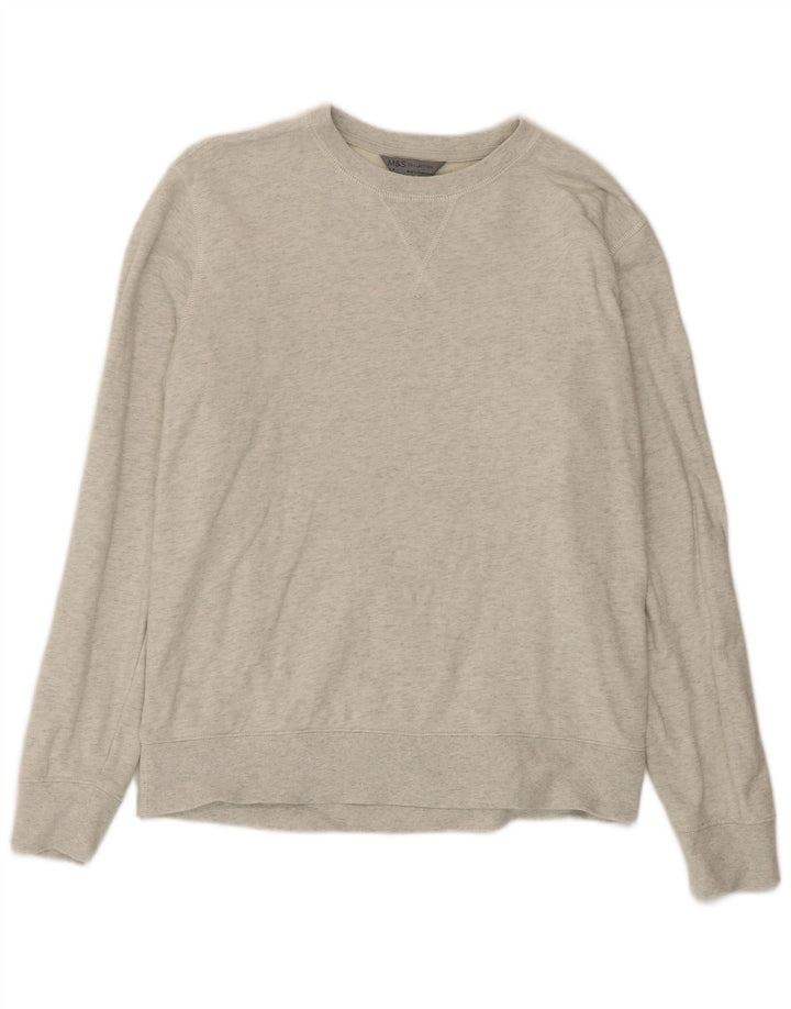 Suéter masculino Marks & Spencer de algodão cinza médio