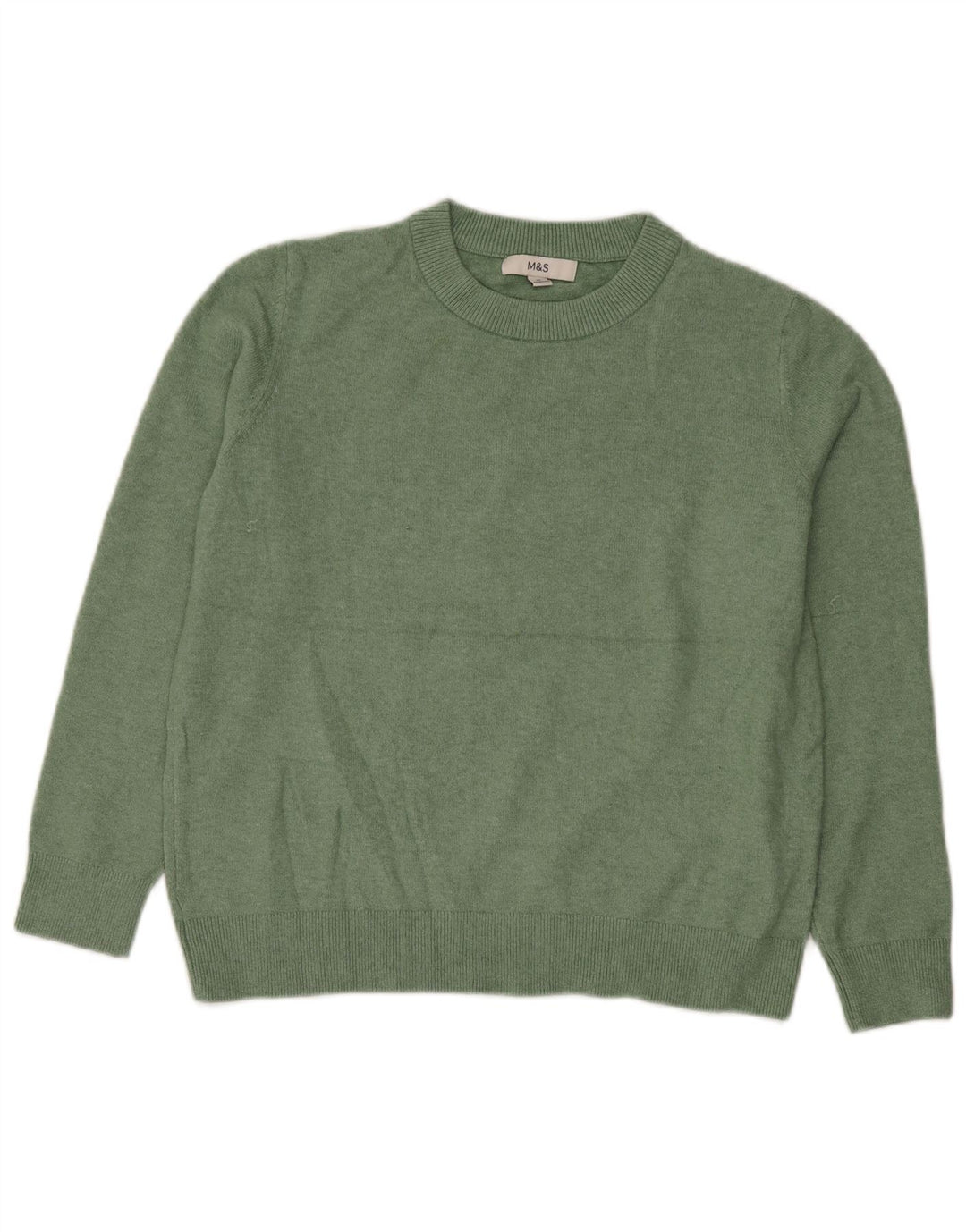 Suéter feminino Marks & Spencer com gola redonda Reino Unido 14 verde médio
