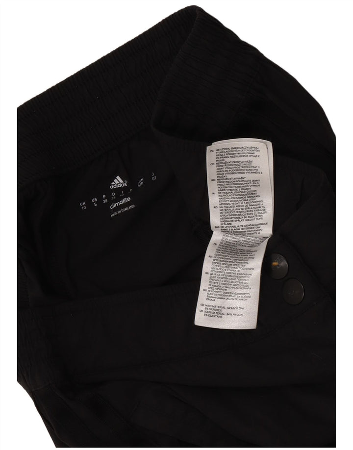 Calças retas femininas Adidas UK 10 pequenas W30 L28 poliéster preto