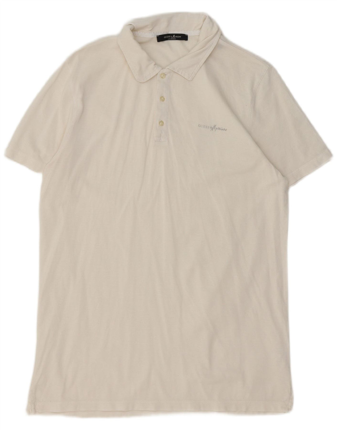 Camisa polo masculina GUESS grande de algodão branco