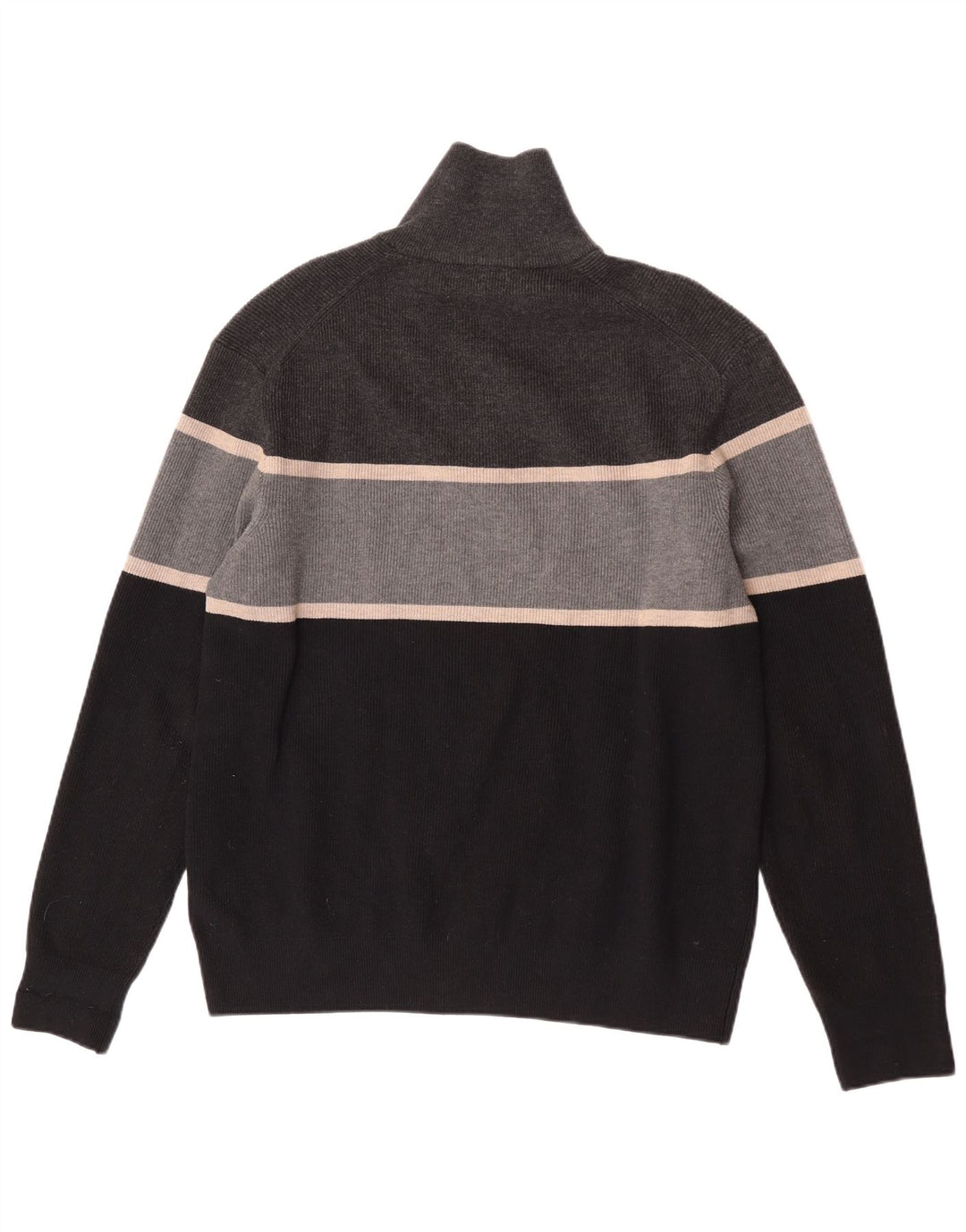 Suéter masculino Marks & Spencer com zíper e gola XL cinza colorblock poliéster
