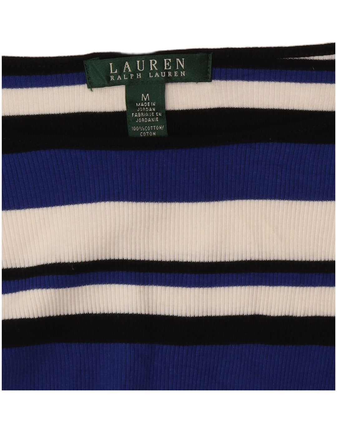 Ralph Lauren Top feminino manga 3/4 Reino Unido 12 algodão listrado azul médio