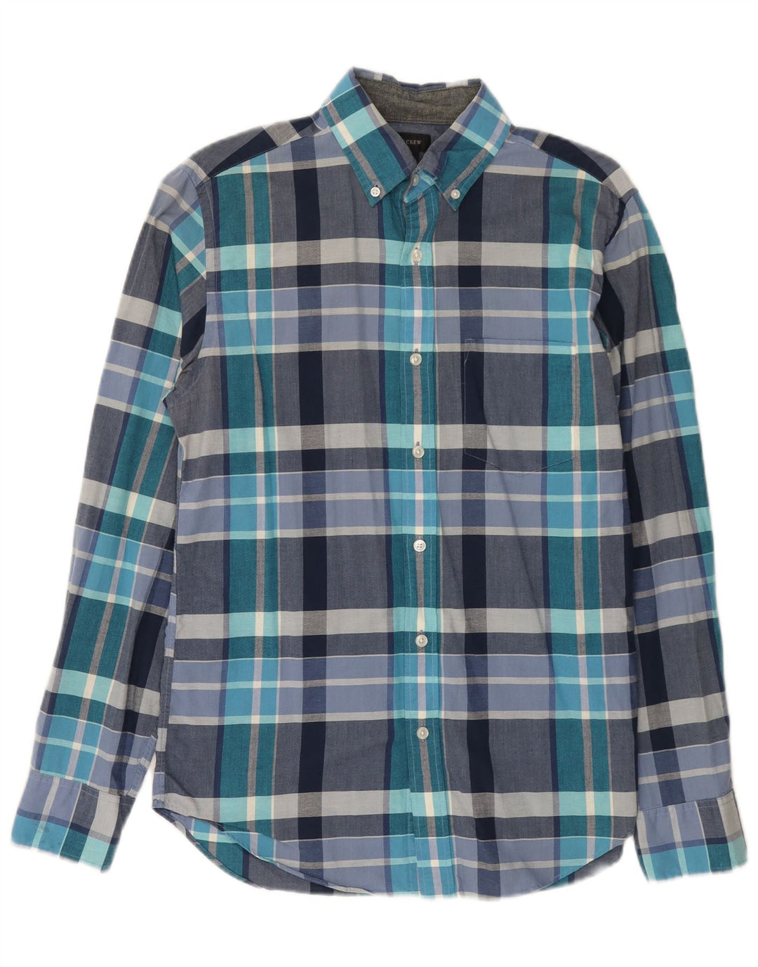 Camisa masculina J. Crew pequena xadrez azul de algodão