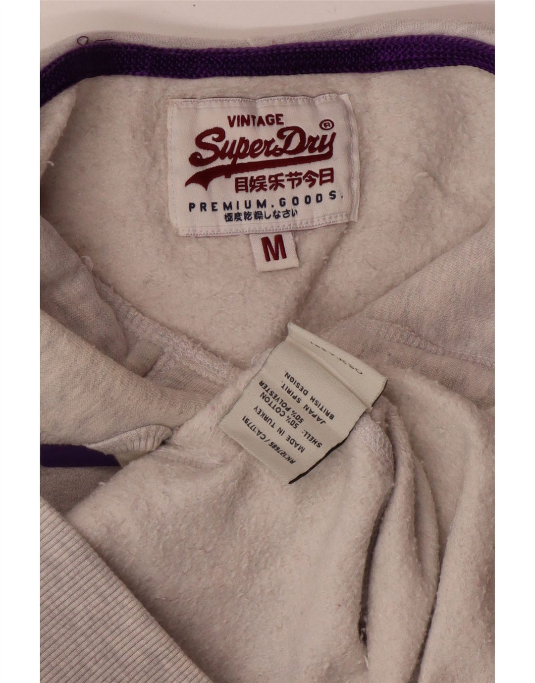 Superdry feminino gráfico moletom com capuz UK 12 algodão cinza médio