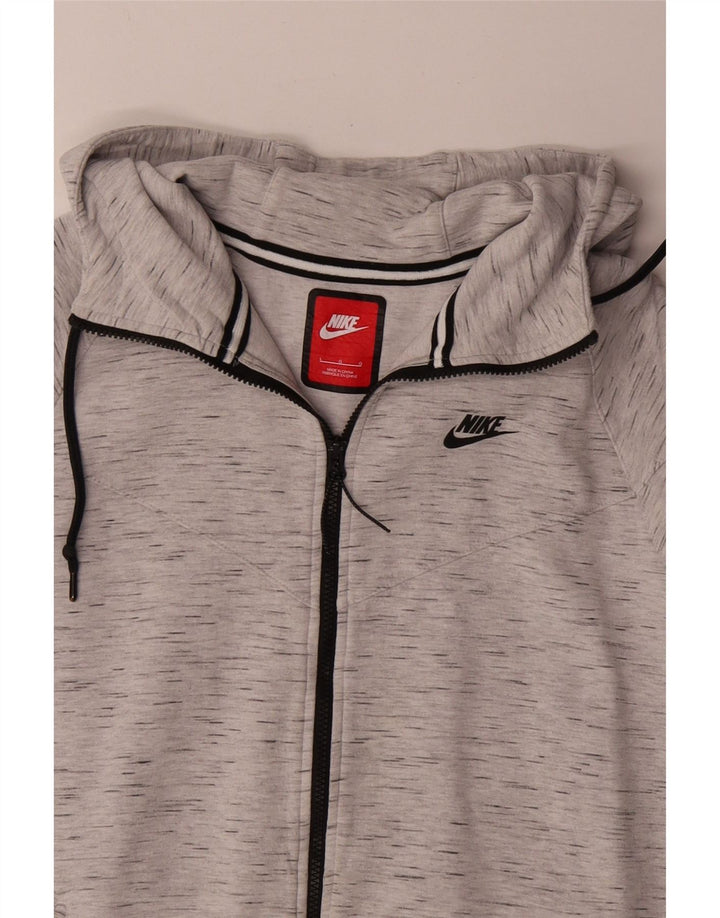 Suéter Nike masculino com capuz e zíper grande algodão manchado cinza