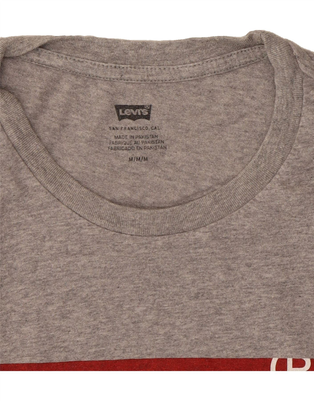 LEVI'S Mens Graphic T-Shirt Top Medium Grey Cotton Vintage Levi's and Second-Hand Levi's from Messina Hembry 
