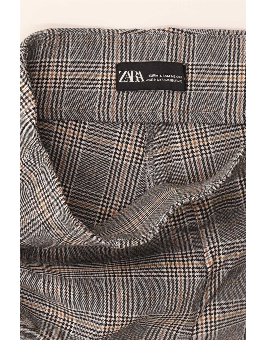 Zara Leggings Feminina UK 14 Viscose Houndstooth Cinza Médio