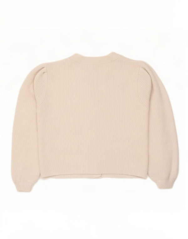 Suéter cardigã feminino Zara UK 12 médio off white viscose