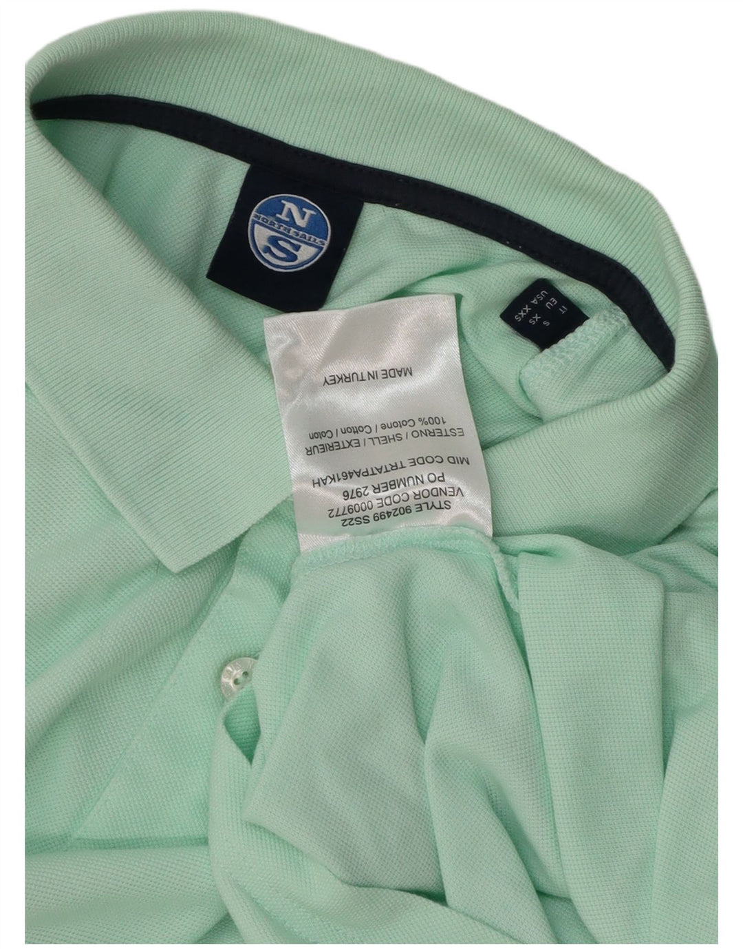 Camisa polo masculina North Sails pequena turquesa algodão