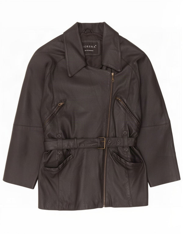 Morena Jaqueta Feminina De Couro Oversized UK 10 Pequena Preta