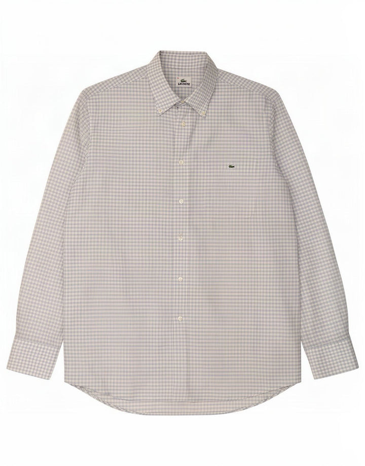 Camisa masculina Lacoste tamanho 42 grande algodão xadrez azul