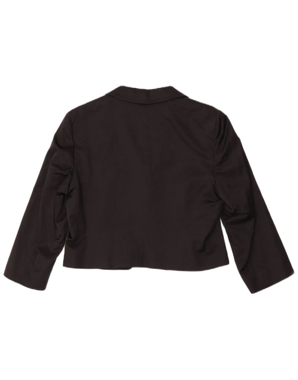 Jaqueta Bolero feminina Marella manga 3/4 com 1 botão Reino Unido 14 grande viscose preta
