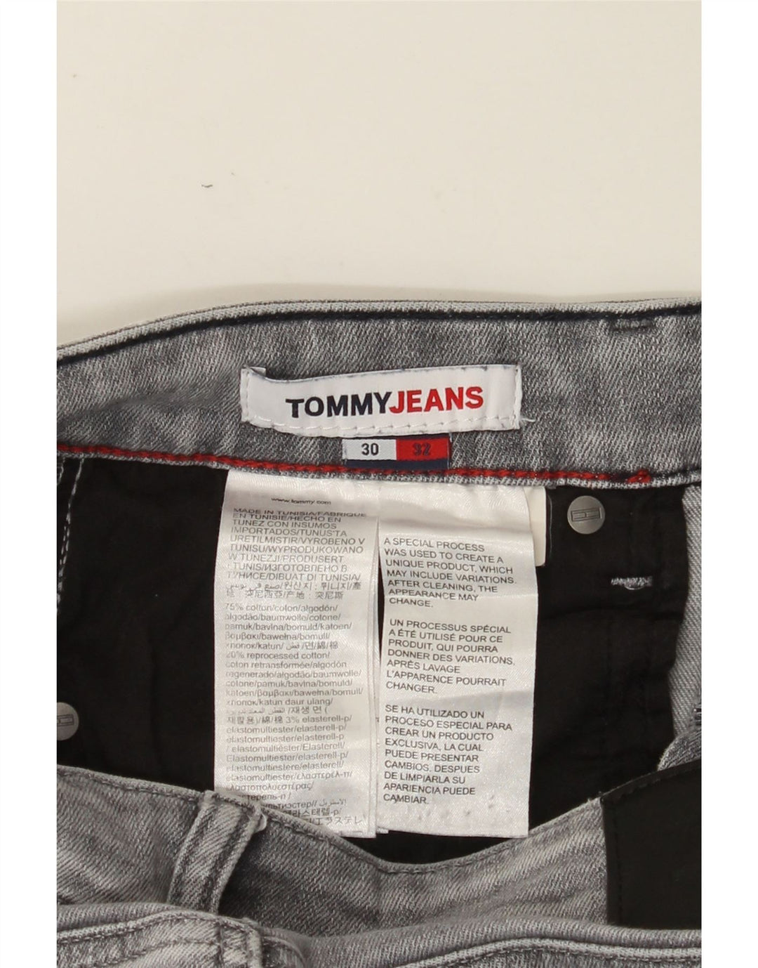 TOMMY HILFIGER Masculino Scanton Slim Jeans W30 L32 Algodão Cinza
