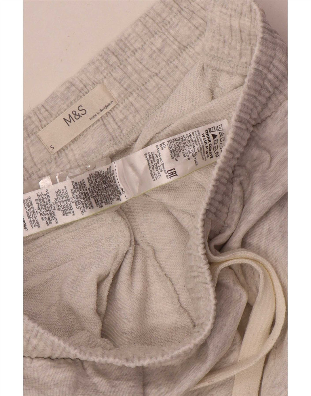 Calça de treino masculina Marks & Spencer pequena cinza manchada de algodão