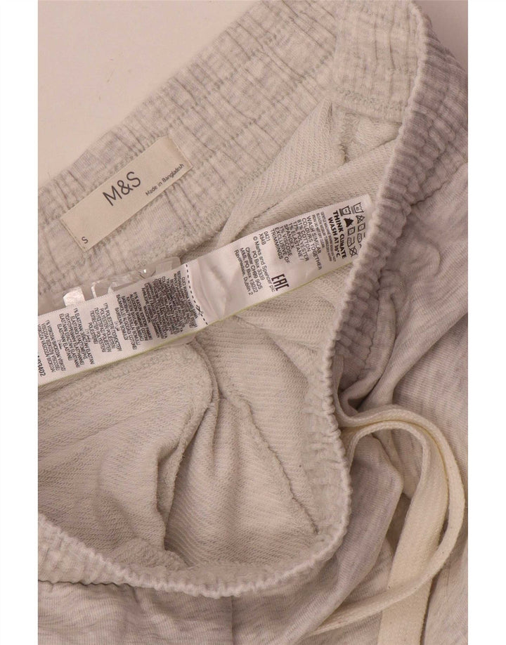 Calça de treino masculina Marks & Spencer pequena cinza manchada de algodão