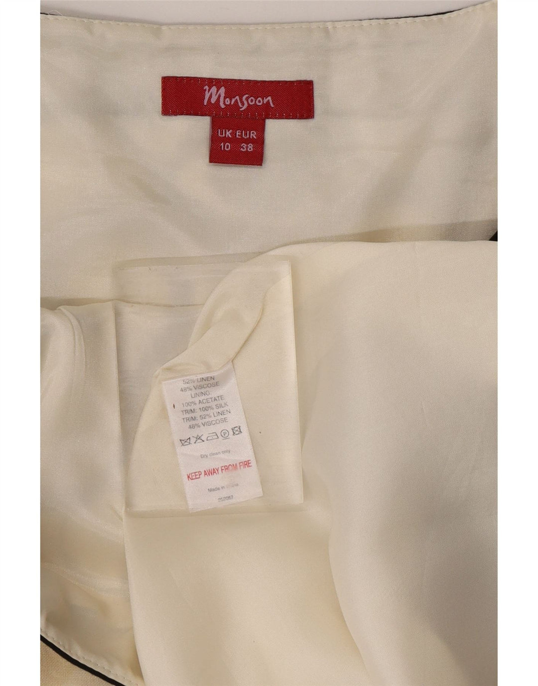 Vestido feminino MONSOON sem mangas evasê UK 10 pequeno linho geométrico preto