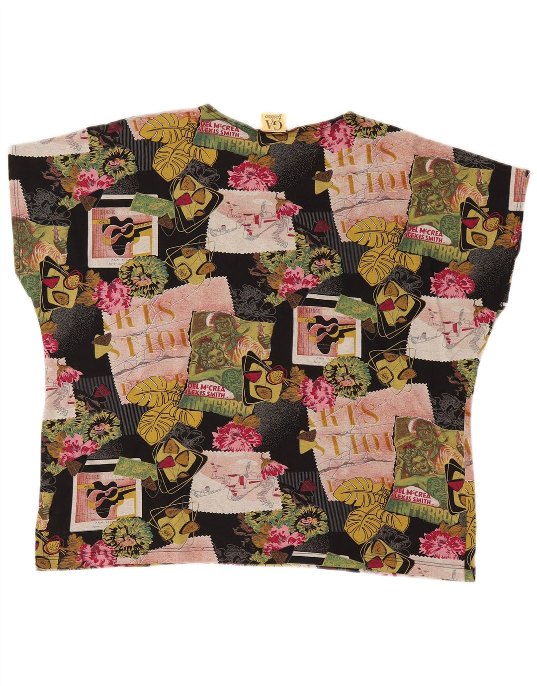 Camiseta feminina VINTAGE com estampa gráfica EU 46 XL algodão multicolorido