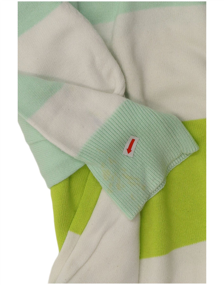 ADIDAS Suéter masculino com gola redonda, grande algodão listrado multicolorido