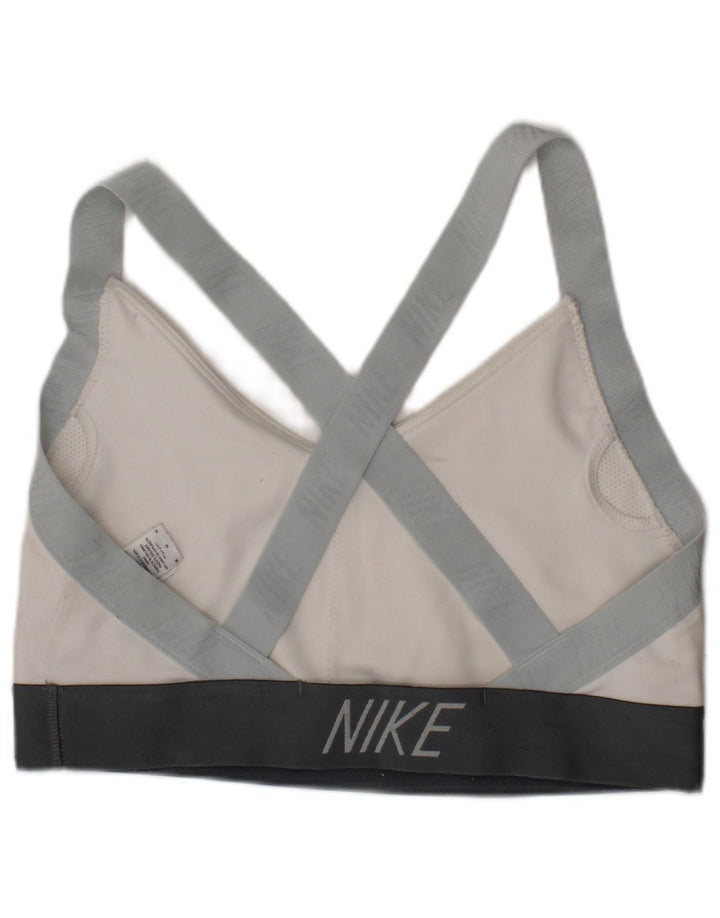 NIKE Womens Dri Fit Sport Bra Vest Top Medium White Polyester Sports