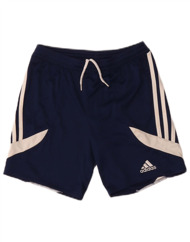 Shorts esportivos masculinos Adidas 9-10 anos médio azul marinho colorblock poliéster