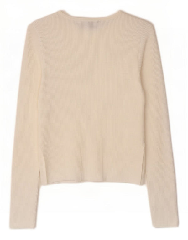 Suéter cardigã feminino Zara Reino Unido 12 viscose branca média