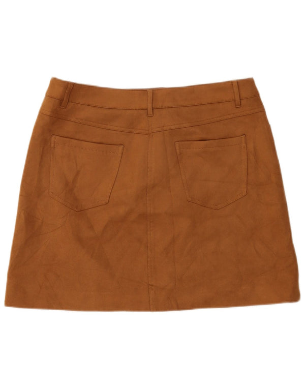 Minissaia feminina Marks & Spencer UK 14 grande W34 poliéster bege