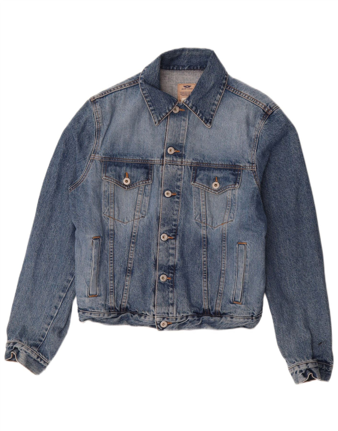 Jaqueta jeans masculina vintage UK 38 algodão azul médio