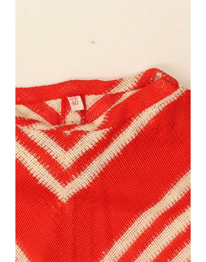 Blusa de malha feminina vintage EU 40 médio vermelho Chevron