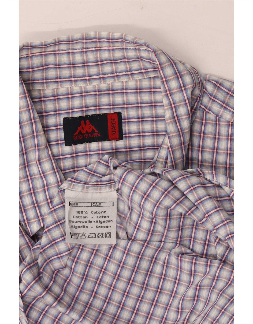 Camisa masculina de manga curta Kappa XL azul xadrez algodão