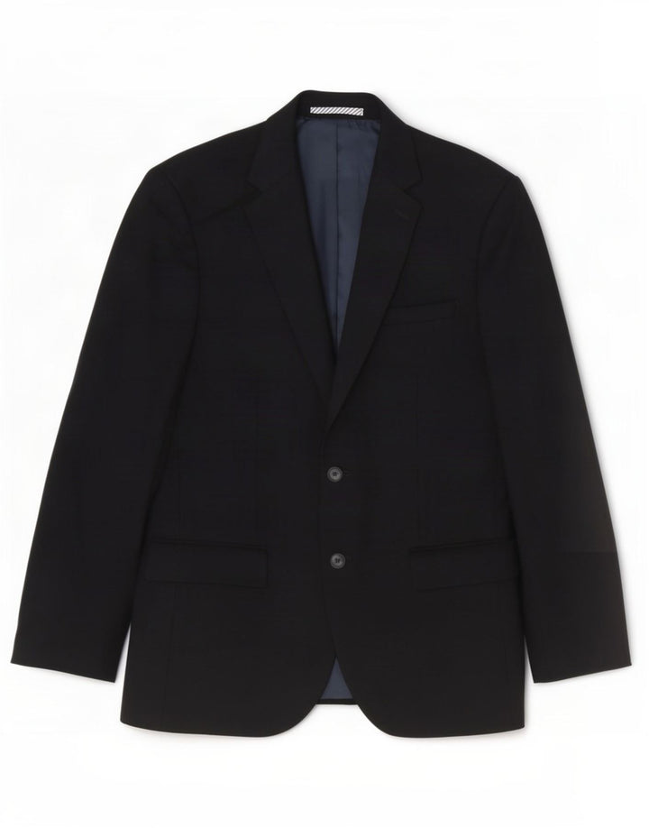 Jaqueta blazer masculina de 2 botões Marks & Spencer Reino Unido 38 lã preta média