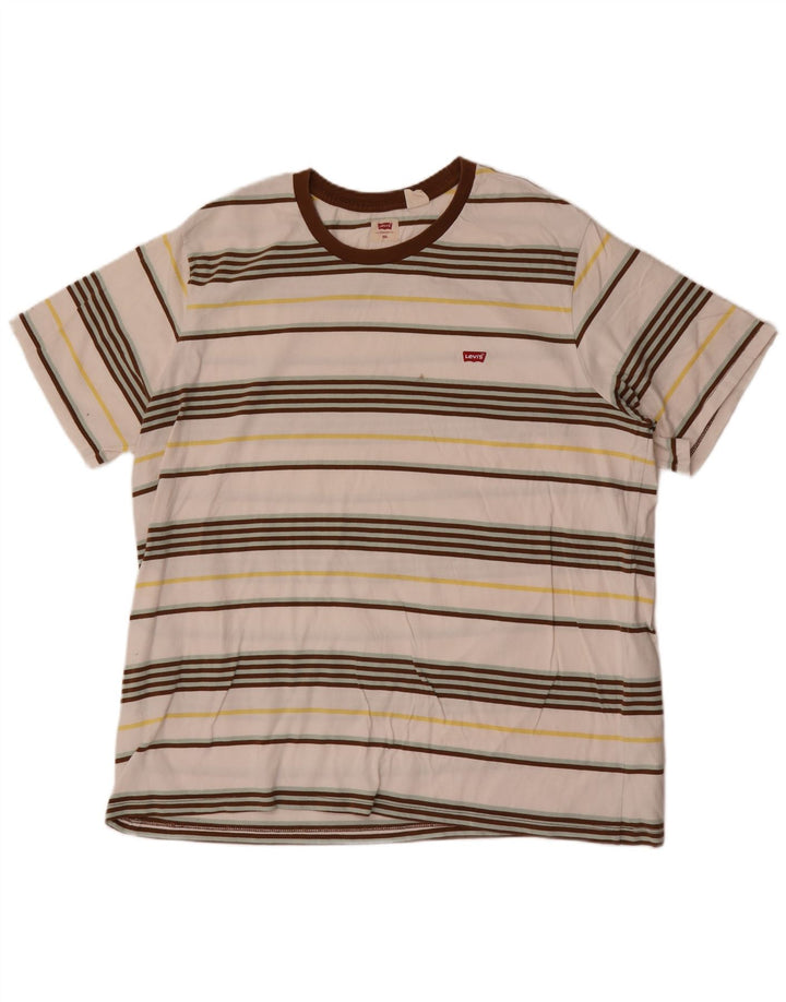 Camiseta masculina Levi's Top 2XL algodão listrado branco