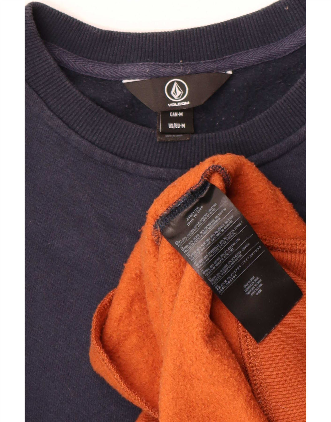 Volcom moletom masculino jumper médio azul marinho algodão colorblock