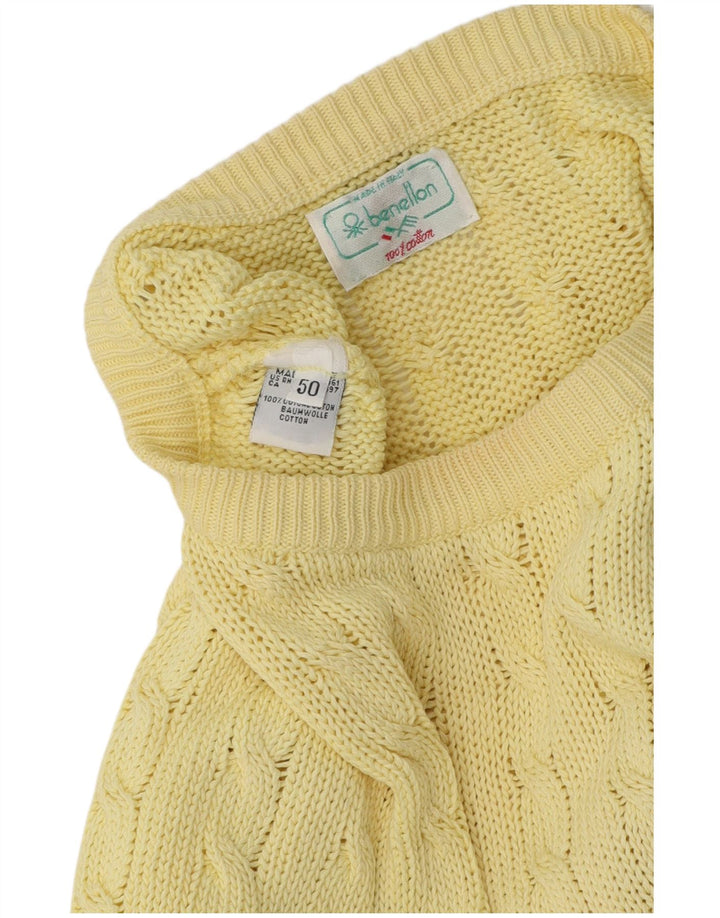 Suéter masculino Benetton com gola canoa IT 50 algodão amarelo médio