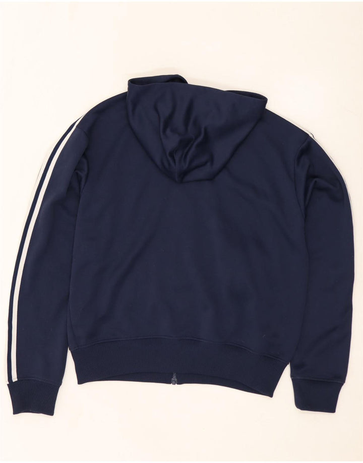 Suéter masculino Adidas com capuz e zíper grande poliéster azul marinho