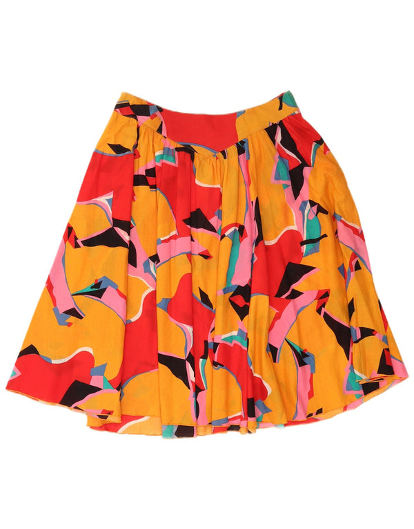 Saia feminina vintage plissada linha A UE 36 pequena W28 multicolorida geométrica