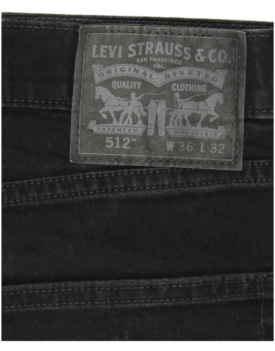 LEVI'S Masculino 512 Slim Jeans W36 L32 Algodão Preto